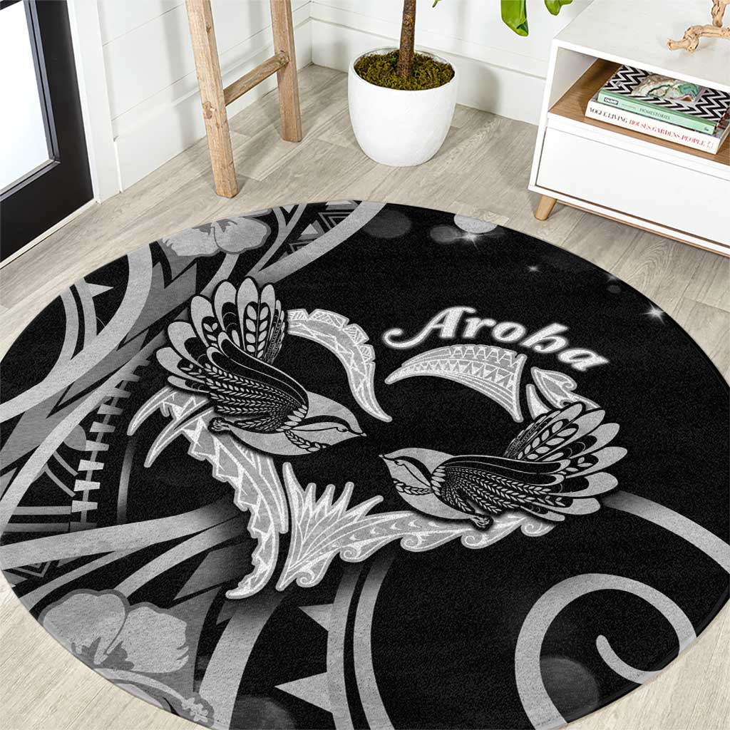 New Zealand Valentine Round Carpet Aroha Gray Piwakawaka LT05 Gray - Polynesian Pride