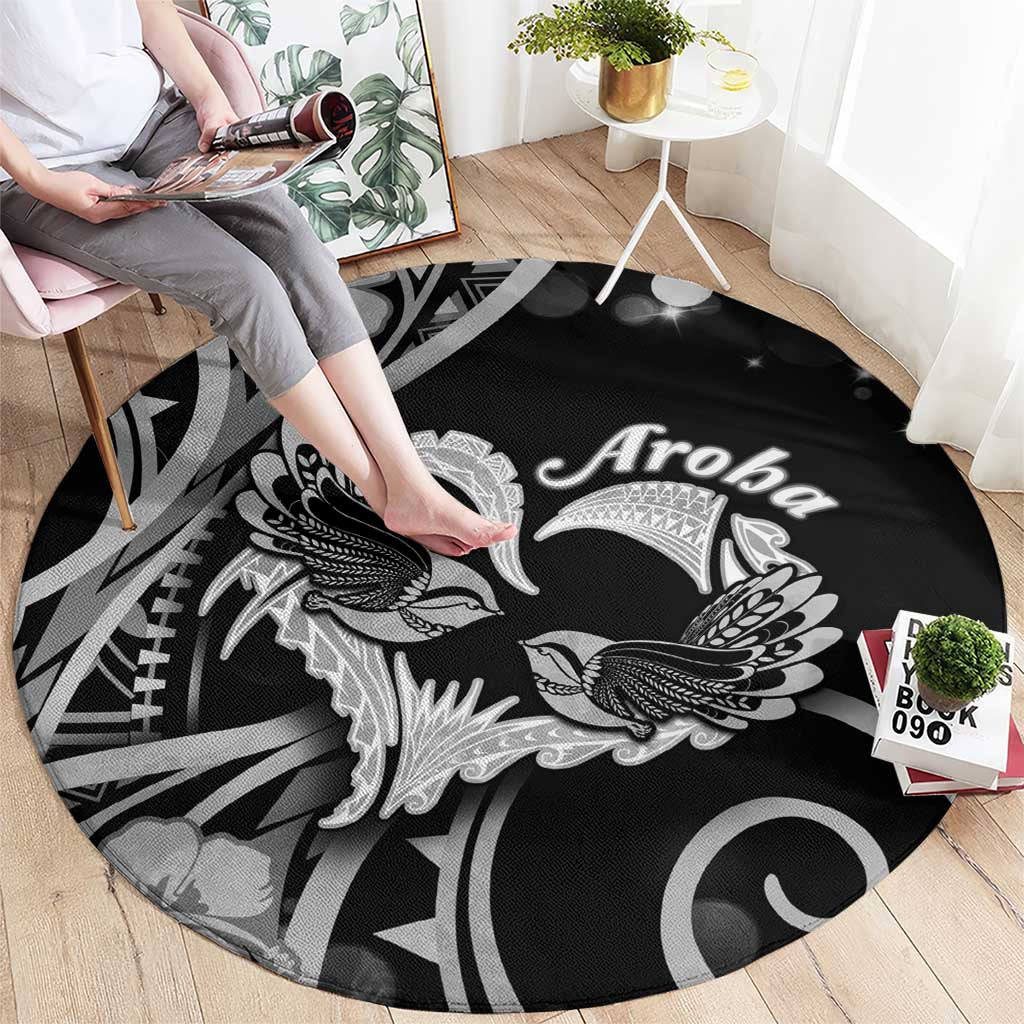 New Zealand Valentine Round Carpet Aroha Gray Piwakawaka LT05 - Polynesian Pride