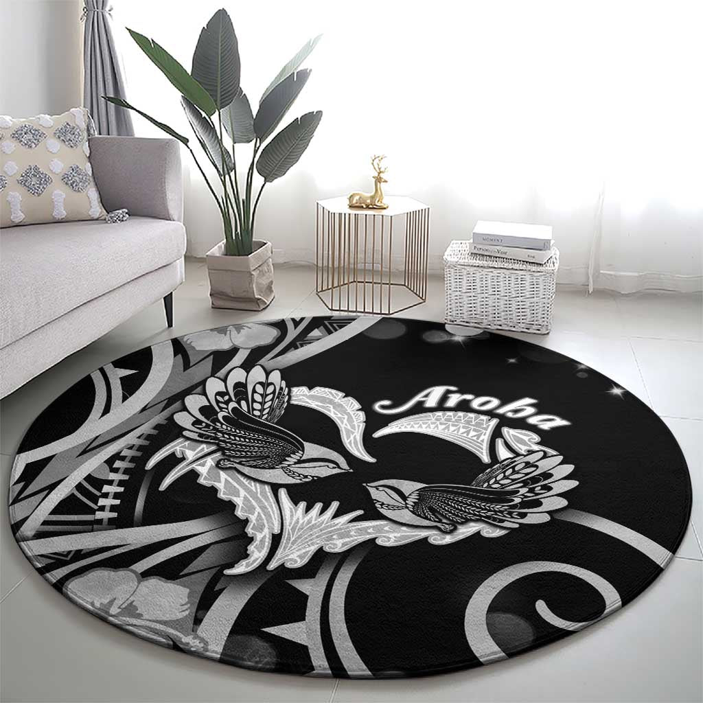 New Zealand Valentine Round Carpet Aroha Gray Piwakawaka LT05 - Polynesian Pride