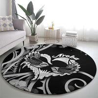 New Zealand Valentine Round Carpet Aroha Gray Piwakawaka LT05 - Polynesian Pride