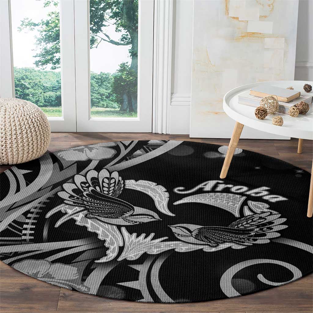 New Zealand Valentine Round Carpet Aroha Gray Piwakawaka LT05 - Polynesian Pride