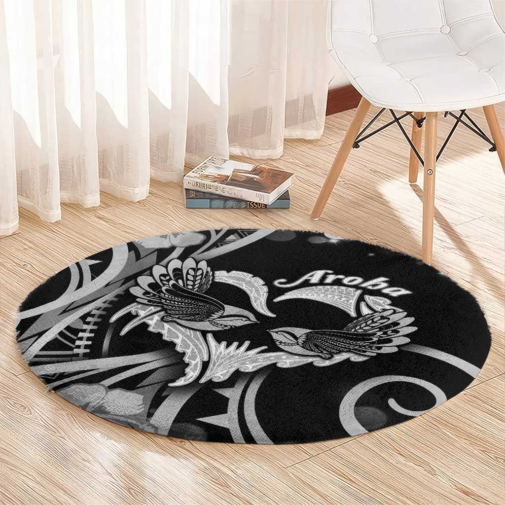 New Zealand Valentine Round Carpet Aroha Gray Piwakawaka LT05 - Polynesian Pride