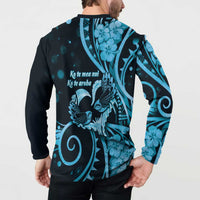New Zealand Valentine Button Sweatshirt Aroha Cyan Piwakawaka LT05 - Polynesian Pride
