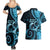 New Zealand Valentine Couples Matching Summer Maxi Dress and Hawaiian Shirt Aroha Cyan Piwakawaka