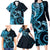 New Zealand Valentine Family Matching Long Sleeve Bodycon Dress and Hawaiian Shirt Aroha Cyan Piwakawaka