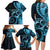 New Zealand Valentine Family Matching Long Sleeve Bodycon Dress and Hawaiian Shirt Aroha Cyan Piwakawaka