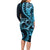 New Zealand Valentine Family Matching Long Sleeve Bodycon Dress and Hawaiian Shirt Aroha Cyan Piwakawaka