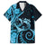 New Zealand Valentine Family Matching Off The Shoulder Long Sleeve Dress and Hawaiian Shirt Aroha Cyan Piwakawaka