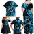 New Zealand Valentine Family Matching Off Shoulder Maxi Dress and Hawaiian Shirt Aroha Cyan Piwakawaka