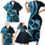 New Zealand Valentine Family Matching Short Sleeve Bodycon Dress and Hawaiian Shirt Aroha Cyan Piwakawaka