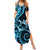 New Zealand Valentine Family Matching Summer Maxi Dress and Hawaiian Shirt Aroha Cyan Piwakawaka