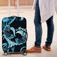 New Zealand Valentine Luggage Cover Aroha Cyan Piwakawaka LT05 Cyan - Polynesian Pride