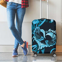 New Zealand Valentine Luggage Cover Aroha Cyan Piwakawaka LT05 - Polynesian Pride