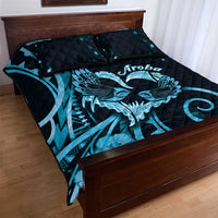 New Zealand Valentine Quilt Bed Set Aroha Cyan Piwakawaka LT05 - Polynesian Pride