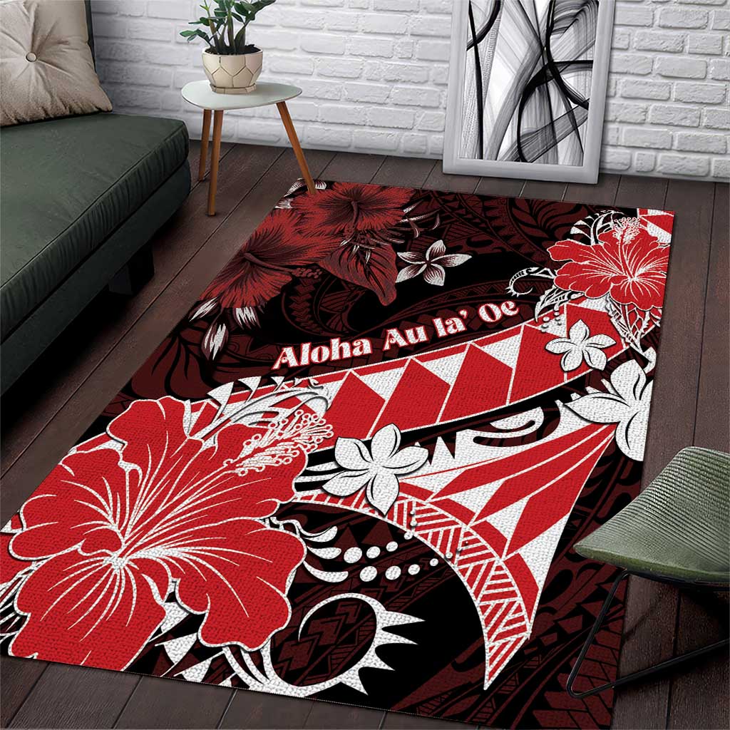 Hawaii Valentine Day Area Rug Polynesian Hibiscus Art Style Red LT05 Red - Polynesian Pride