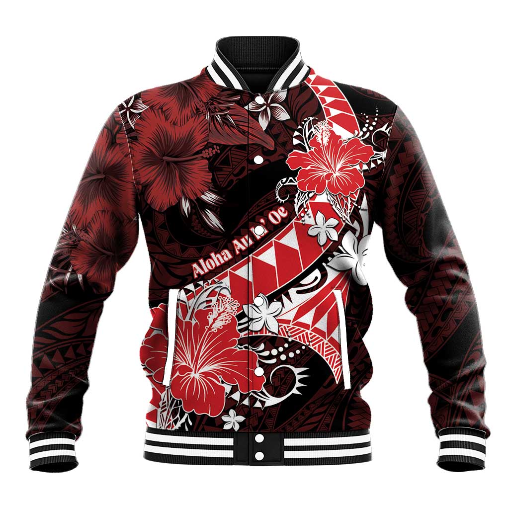 Personalised Hawaii Valentine Day Baseball Jacket Polynesian Hibiscus Art Style Red LT05 Unisex Red - Polynesian Pride