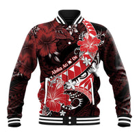 Personalised Hawaii Valentine Day Baseball Jacket Polynesian Hibiscus Art Style Red LT05 Unisex Red - Polynesian Pride