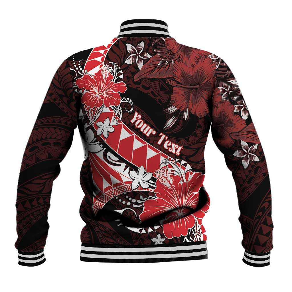 Personalised Hawaii Valentine Day Baseball Jacket Polynesian Hibiscus Art Style Red LT05 - Polynesian Pride