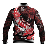 Personalised Hawaii Valentine Day Baseball Jacket Polynesian Hibiscus Art Style Red LT05 - Polynesian Pride