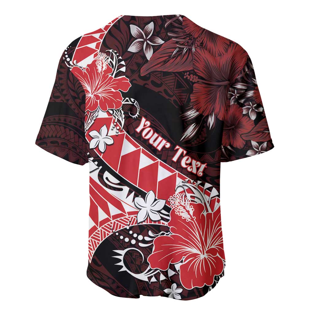 Personalised Hawaii Valentine Day Baseball Jersey Polynesian Hibiscus Art Style Red LT05 - Polynesian Pride