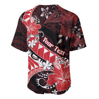 Personalised Hawaii Valentine Day Baseball Jersey Polynesian Hibiscus Art Style Red LT05 - Polynesian Pride