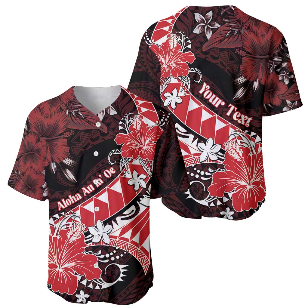 Personalised Hawaii Valentine Day Baseball Jersey Polynesian Hibiscus Art Style Red LT05 - Polynesian Pride