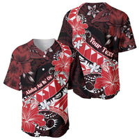 Personalised Hawaii Valentine Day Baseball Jersey Polynesian Hibiscus Art Style Red LT05 - Polynesian Pride