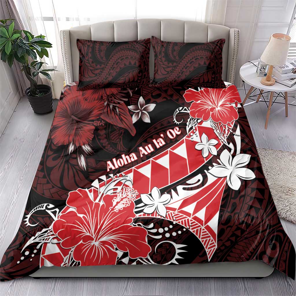 Hawaii Valentine Day Bedding Set Polynesian Hibiscus Art Style Red LT05 - Polynesian Pride
