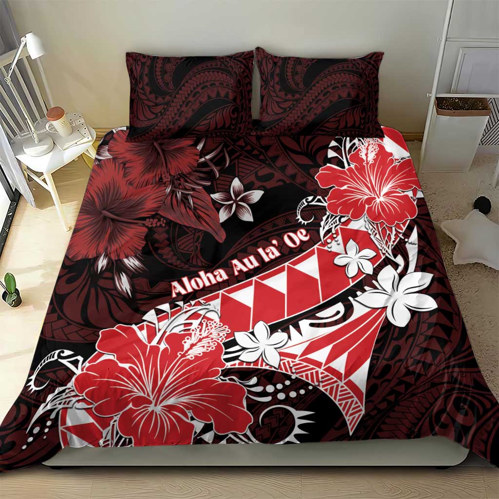 Hawaii Valentine Day Bedding Set Polynesian Hibiscus Art Style Red LT05 - Polynesian Pride