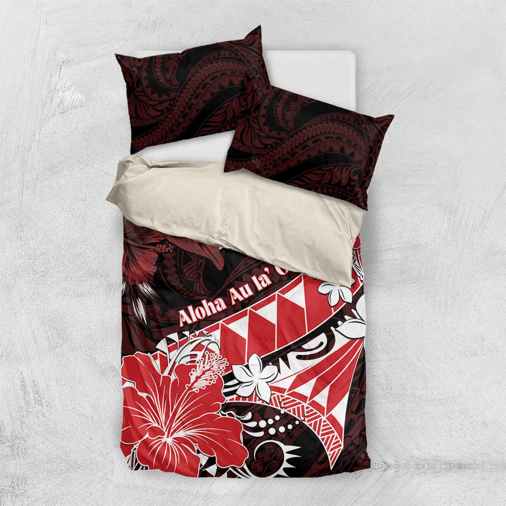 Hawaii Valentine Day Bedding Set Polynesian Hibiscus Art Style Red LT05 US Twin 172cm x 218cm Red - Polynesian Pride