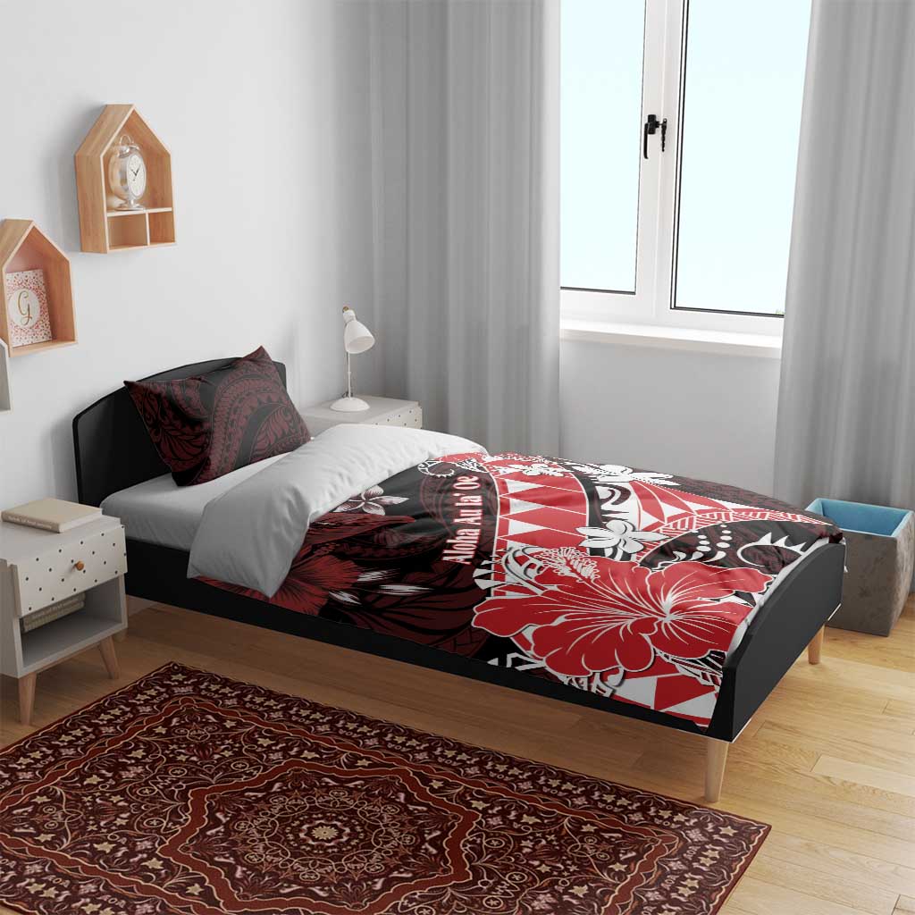 Hawaii Valentine Day Bedding Set Polynesian Hibiscus Art Style Red LT05 - Polynesian Pride