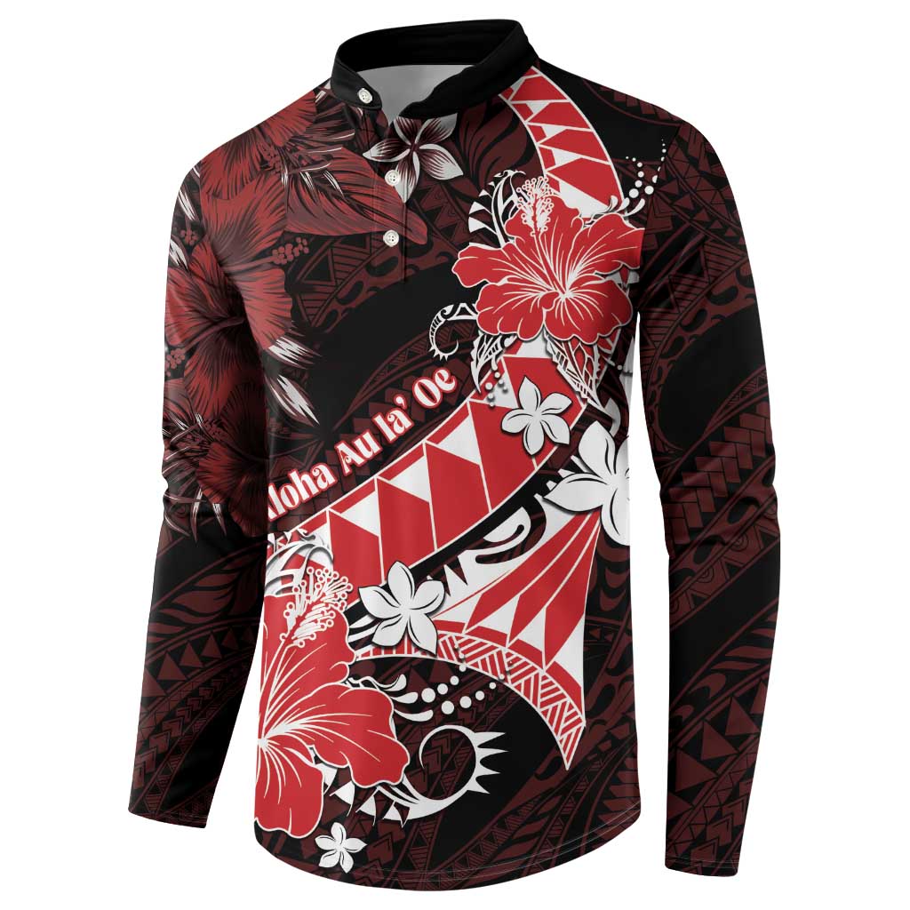 Personalised Hawaii Valentine Day Button Sweatshirt Polynesian Hibiscus Art Style Red LT05 - Polynesian Pride