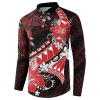 Personalised Hawaii Valentine Day Button Sweatshirt Polynesian Hibiscus Art Style Red LT05 - Polynesian Pride
