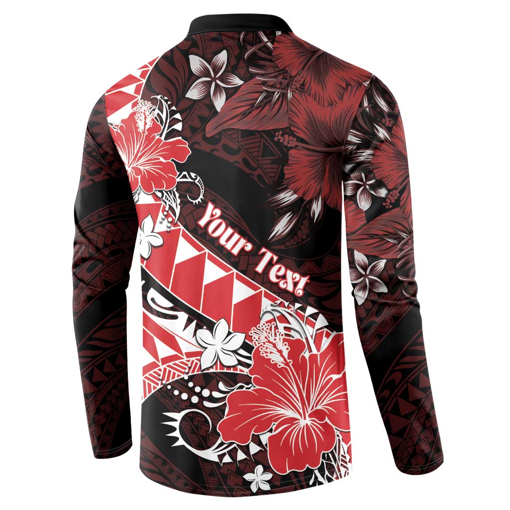 Personalised Hawaii Valentine Day Button Sweatshirt Polynesian Hibiscus Art Style Red LT05 - Polynesian Pride