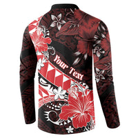 Personalised Hawaii Valentine Day Button Sweatshirt Polynesian Hibiscus Art Style Red LT05 - Polynesian Pride