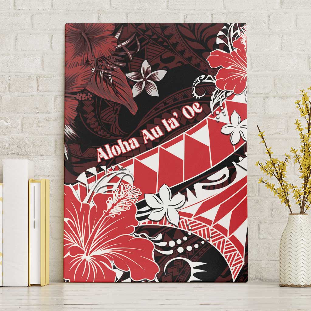 Hawaii Valentine Day Canvas Wall Art Polynesian Hibiscus Art Style Red LT05 Without Frame Red - Polynesian Pride