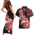 Personalised Hawaii Valentine Day Couples Matching Short Sleeve Bodycon Dress and Hawaiian Shirt Polynesian Hibiscus Art Style Red