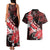 Personalised Hawaii Valentine Day Couples Matching Tank Maxi Dress and Hawaiian Shirt Polynesian Hibiscus Art Style Red