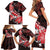 Personalised Hawaii Valentine Day Family Matching Short Sleeve Bodycon Dress and Hawaiian Shirt Polynesian Hibiscus Art Style Red