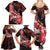 Personalised Hawaii Valentine Day Family Matching Summer Maxi Dress and Hawaiian Shirt Polynesian Hibiscus Art Style Red