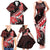 Personalised Hawaii Valentine Day Family Matching Tank Maxi Dress and Hawaiian Shirt Polynesian Hibiscus Art Style Red