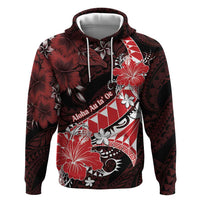Personalised Hawaii Valentine Day Hoodie Polynesian Hibiscus Art Style Red LT05 Pullover Hoodie Red - Polynesian Pride