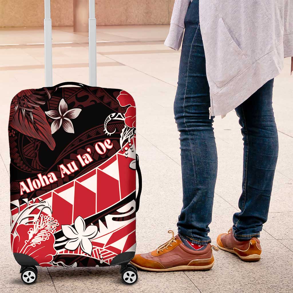 Hawaii Valentine Day Luggage Cover Polynesian Hibiscus Art Style Red LT05 Red - Polynesian Pride