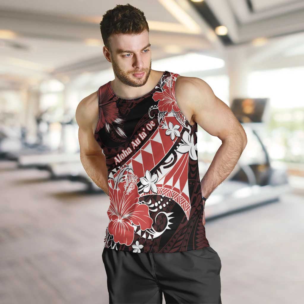 Personalised Hawaii Valentine Day Men Tank Top Polynesian Hibiscus Art Style Red LT05 Red - Polynesian Pride