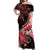 Personalised Hawaii Valentine Day Off Shoulder Maxi Dress Polynesian Hibiscus Art Style Red