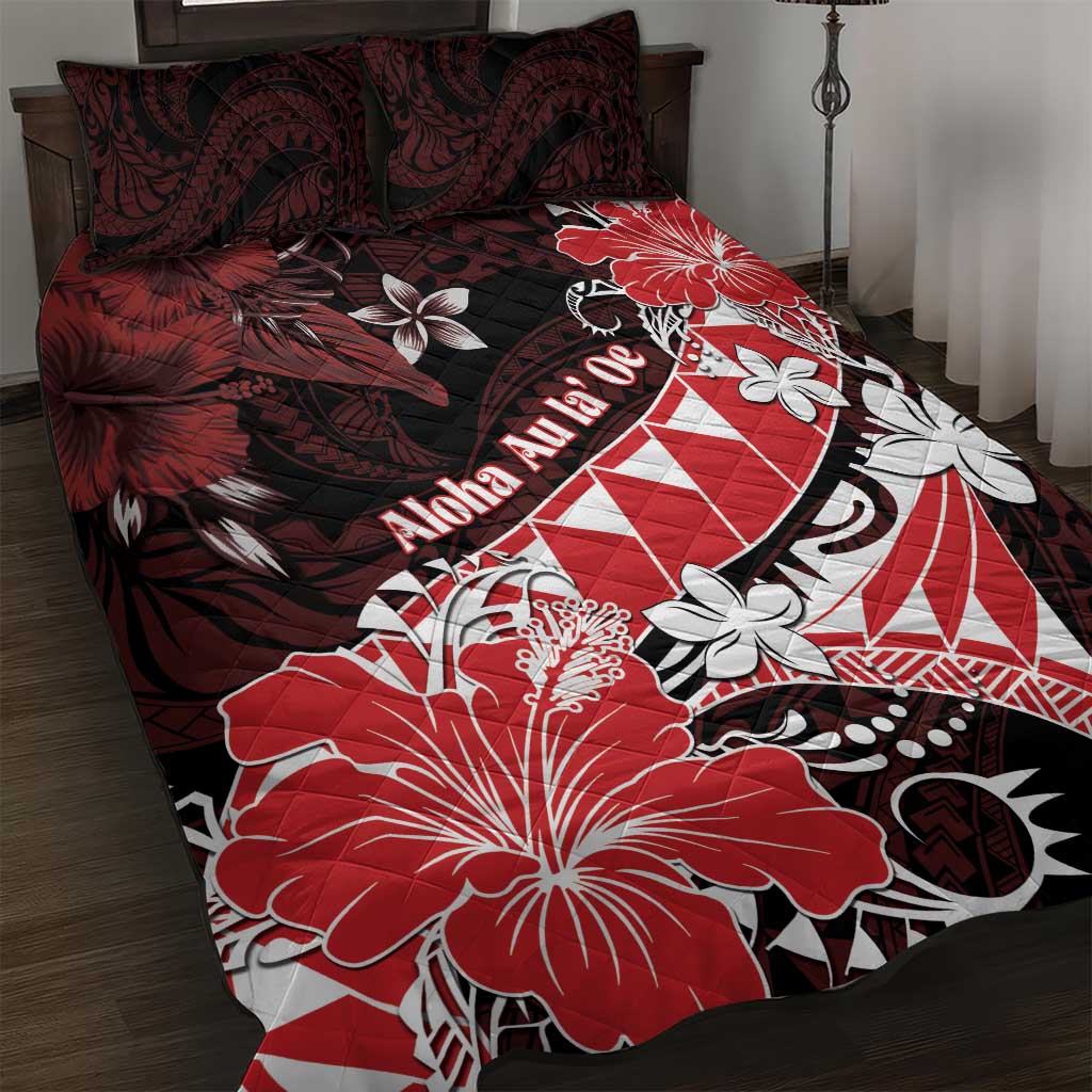 Hawaii Valentine Day Quilt Bed Set Polynesian Hibiscus Art Style Red LT05 Red - Polynesian Pride