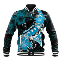 Personalised Hawaii Valentine Day Baseball Jacket Polynesian Hibiscus Art Style Turquoise LT05 Unisex Turquoise - Polynesian Pride