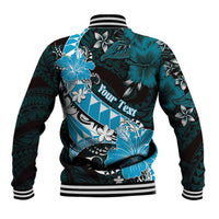 Personalised Hawaii Valentine Day Baseball Jacket Polynesian Hibiscus Art Style Turquoise LT05 - Polynesian Pride