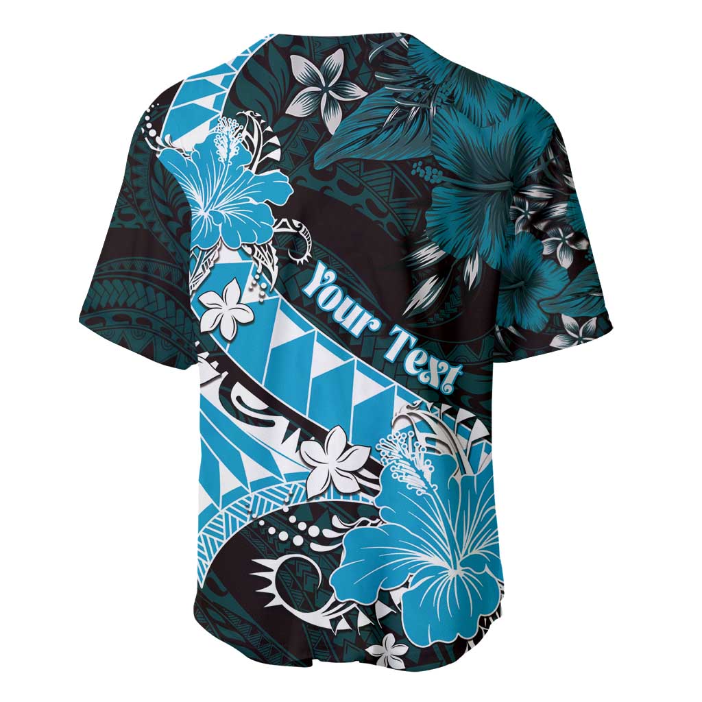 Personalised Hawaii Valentine Day Baseball Jersey Polynesian Hibiscus Art Style Turquoise LT05 - Polynesian Pride
