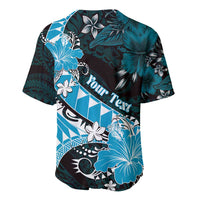 Personalised Hawaii Valentine Day Baseball Jersey Polynesian Hibiscus Art Style Turquoise LT05 - Polynesian Pride